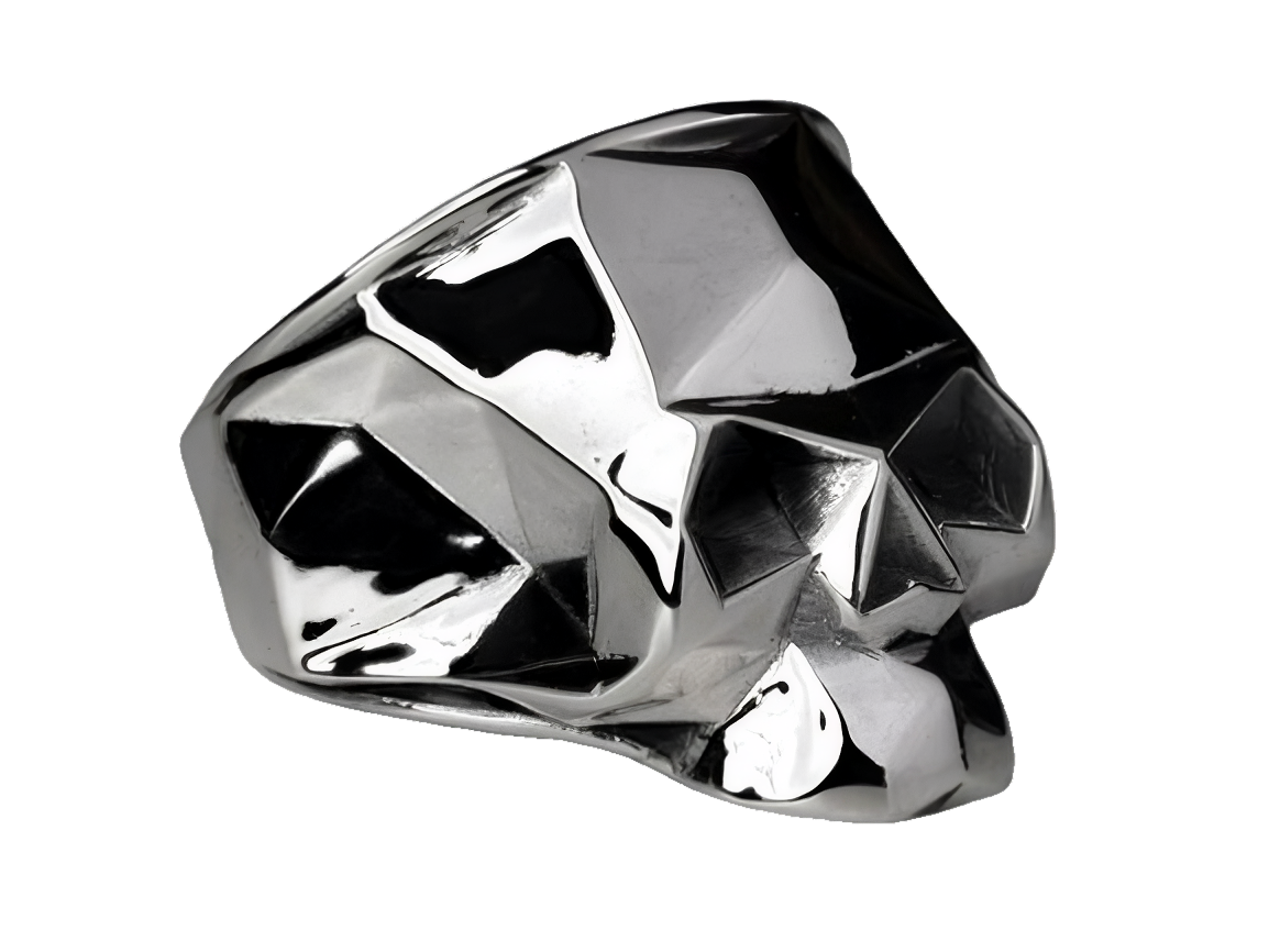 Silberner BLACK BARON Stealth-Ring mit geometrischem Totenkopfdesign