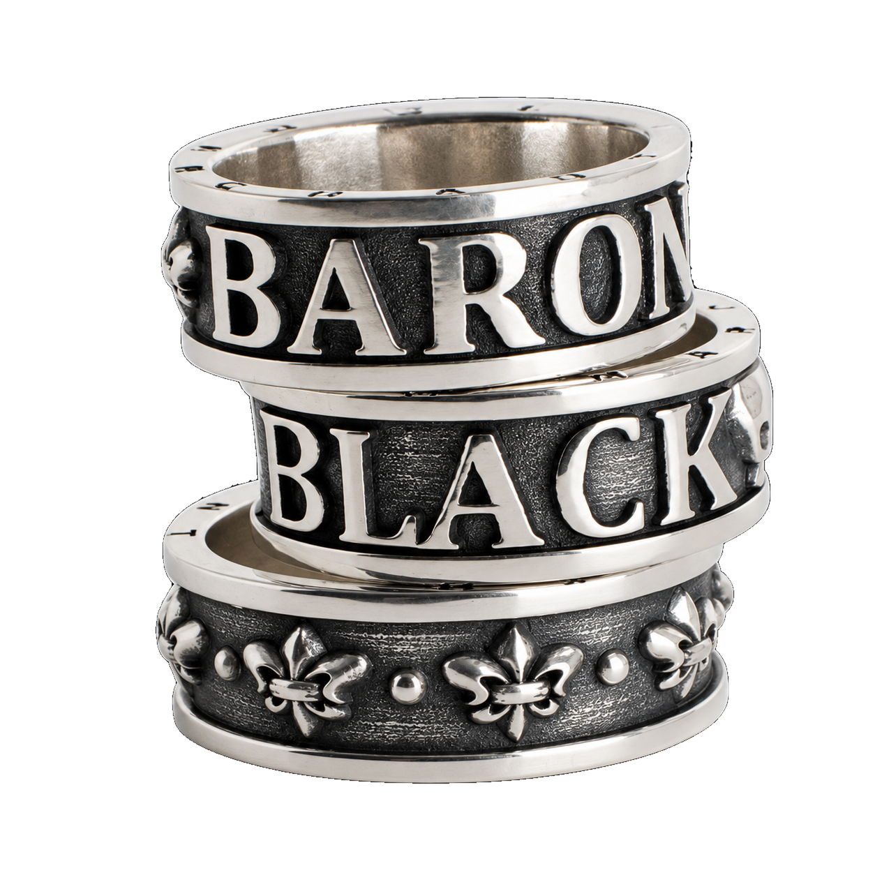 Massiver BLACK BARON Ring mit BARON BLACK Gravur